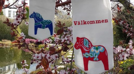 Wimpel Wir sind im Garten ITH Stickdatei KathieKreativ 20er Blanko